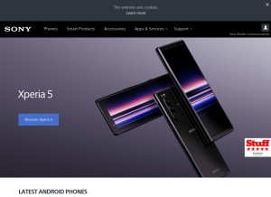How sonymobile.com looks like on a tablet such as an iPad.