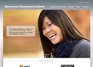 How sorenson.com looks like on a tablet such as an iPad.