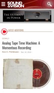 How soundandvision.com looks like on a mobile device such as an iPhone.