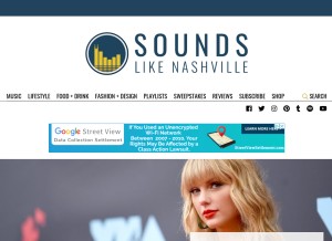 How soundslikenashville.com looks like on a tablet such as an iPad.