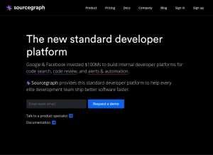 How sourcegraph.com looks like on a tablet such as an iPad.