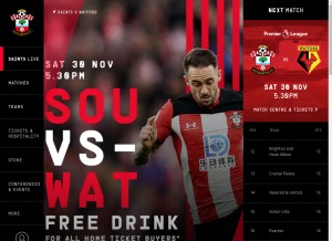 How southamptonfc.com looks like on a tablet such as an iPad.