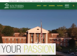 How southern.edu looks like on a tablet such as an iPad.