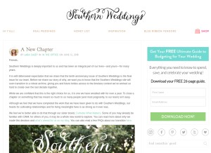 How southernweddings.com looks like on a tablet such as an iPad.