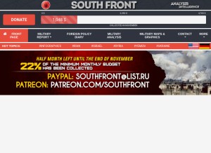 How southfront.org looks like on a tablet such as an iPad.