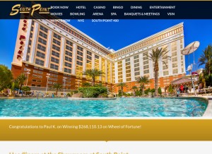 How southpointcasino.com looks like on a tablet such as an iPad.