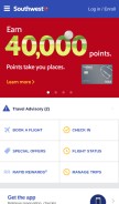 How southwest.com looks like on a mobile device such as an iPhone.
