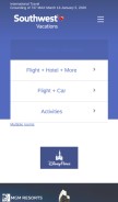 How southwestvacations.com looks like on a mobile device such as an iPhone.