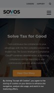 How sovos.com looks like on a mobile device such as an iPhone.