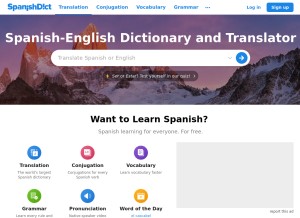 How spanishdict.com looks like on a tablet such as an iPad.