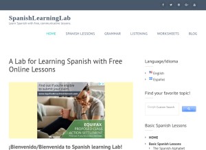 How spanishlearninglab.com looks like on a tablet such as an iPad.