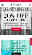 How spanx.com looks like on a mobile device such as an iPhone.