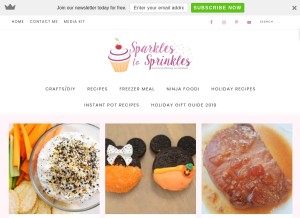 How sparklestosprinkles.com looks like on a tablet such as an iPad.