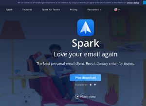 How sparkmailapp.com looks like on a tablet such as an iPad.