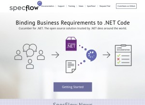 How specflow.org looks like on a tablet such as an iPad.