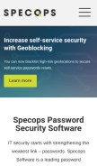 How specopssoft.com looks like on a mobile device such as an iPhone.