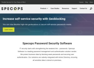 How specopssoft.com looks like on a tablet such as an iPad.