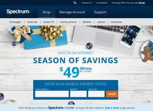 How spectrum.com looks like on a tablet such as an iPad.