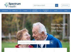 How spectrumhealth.org looks like on a tablet such as an iPad.