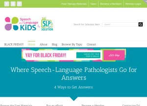 How speechandlanguagekids.com looks like on a tablet such as an iPad.