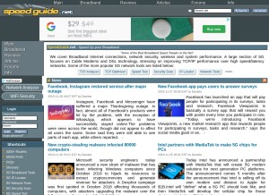 How speedguide.net looks like on a tablet such as an iPad.