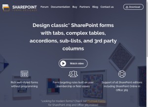 How spform.com looks like on a tablet such as an iPad.