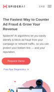 How spideraf.com looks like on a mobile device such as an iPhone.