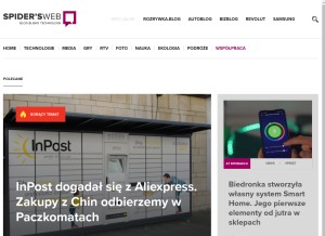 How spidersweb.pl looks like on a tablet such as an iPad.