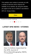 How spie.org looks like on a mobile device such as an iPhone.