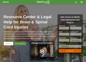 How spinalcord.com looks like on a tablet such as an iPad.