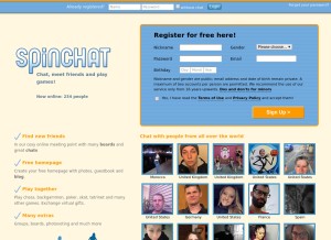How spinchat.com looks like on a tablet such as an iPad.