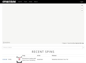 How spinitron.com looks like on a tablet such as an iPad.