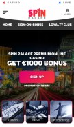 How spinpalace.com looks like on a mobile device such as an iPhone.