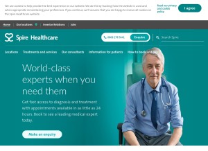 How spirehealthcare.com looks like on a tablet such as an iPad.