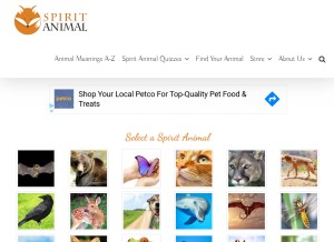How spiritanimal.info looks like on a tablet such as an iPad.