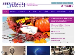 How spiritualityandpractice.com looks like on a tablet such as an iPad.