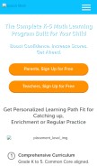 How splashmath.com looks like on a mobile device such as an iPhone.