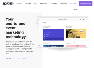 How splashthat.com looks like on a tablet such as an iPad.