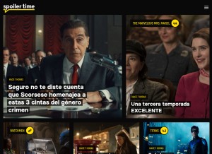 How spoilertime.com looks like on a tablet such as an iPad.