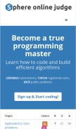 How spoj.com looks like on a mobile device such as an iPhone.