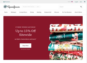 How spoonflower.com looks like on a tablet such as an iPad.
