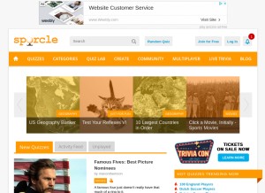 How sporcle.com looks like on a tablet such as an iPad.