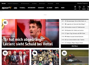 How sport1.de looks like on a tablet such as an iPad.