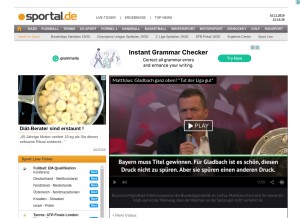 How sportal.de looks like on a tablet such as an iPad.