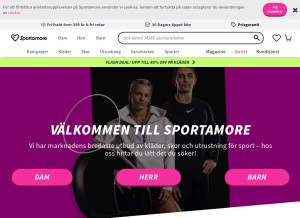 How sportamore.se looks like on a tablet such as an iPad.