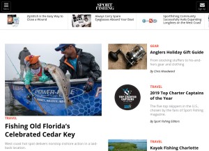 How sportfishingmag.com looks like on a tablet such as an iPad.
