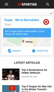 How sportige.com looks like on a mobile device such as an iPhone.