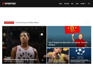 How sportige.com looks like on a tablet such as an iPad.