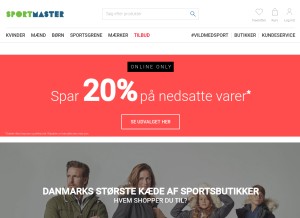 How sportmaster.dk looks like on a tablet such as an iPad.