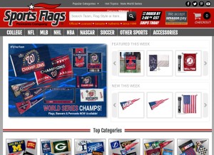 How sportsflagsandpennants.com looks like on a tablet such as an iPad.